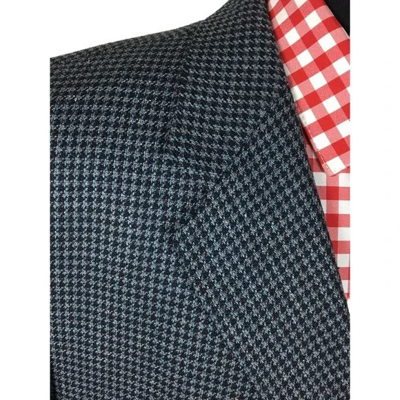 Joseph Abboud Von Mauer Mens Wool/SilkBlue Houndstooth Sport Coat Blazer 44S